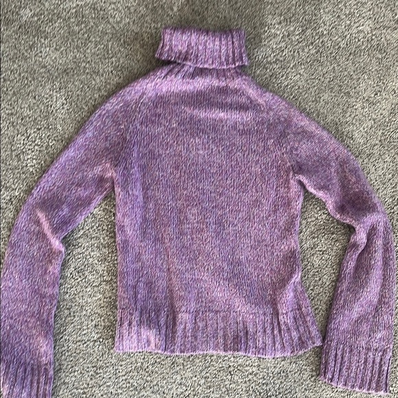 Purple Turtleneck DKNY Jeans Cable Knit Sweater - Picture 3 of 3